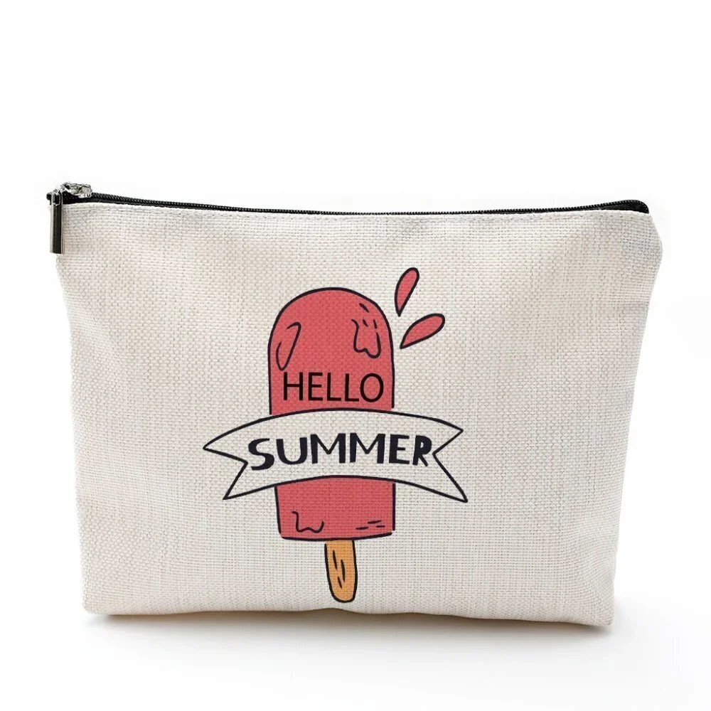 Cotton Linen Zipper Cosmetic Bag